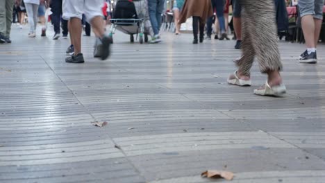 Menschlicher-Fuß-in-der-Rambla-in-Barcelona
