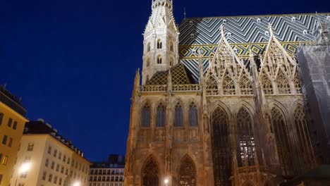 a-night-tilt-down-shot-of-the-exterior-of-st-stephen's-cathedral