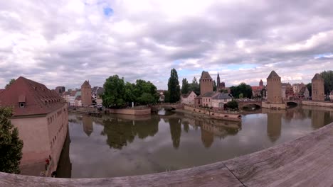 Panoramic-view-of-the-covered-bridges-from-the-Vauban-Dam.-Strasbourg.-France