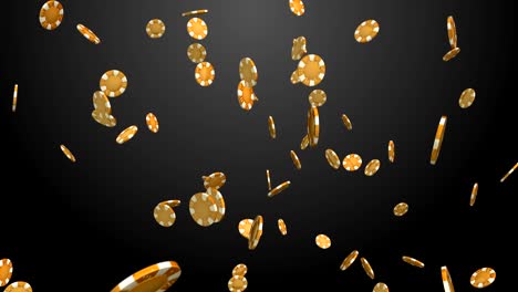 Falling-gold-casino-chips-on-gray-background-semless-loop-animation