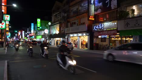 night-time-illuminated-taipei-city-traffic-street-panorama-4k-taiwan