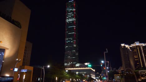 night-time-illuminated-taipei-city-traffic-street-downtown-panorama-4k-taiwan