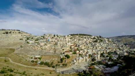 Jerusalén-las-montañas,-lapso-de-tiempo-de-los-olivos