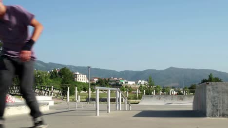 Skateboarder-performing-a-slide