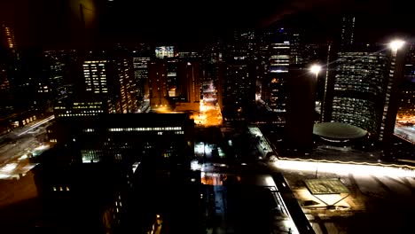 Timelapse-night-view-of-Toronto-city-hall,-Canada