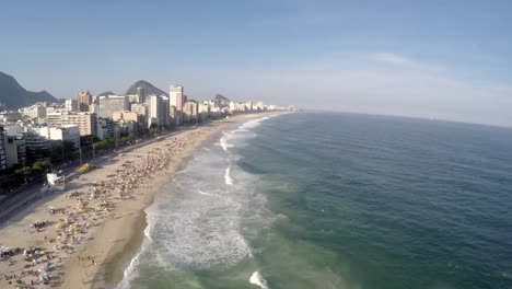 Aerial-view-of-Ipanema-beach-at-Rio-de-Janeiro,-Brazil