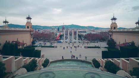 de-Barcelona-Nacional-real-Palacio-ver-en-la-Plaza-de-españa-4-K-lapso-de-tiempo