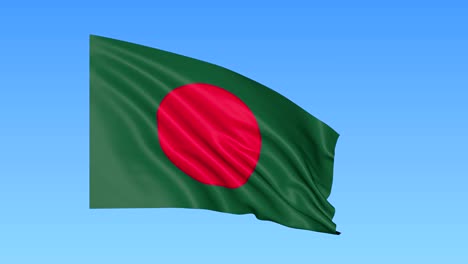 Bandera-ondulante-de-Bangladesh,-bucle-sin-fisuras.-Tamaño-exacto,-fondo-azul.-Parte-de-todos-los-países-establecidos.-Fullhd