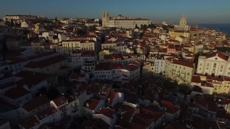 Aerial-View-of-Alfama,-Lisbon,-Portugal