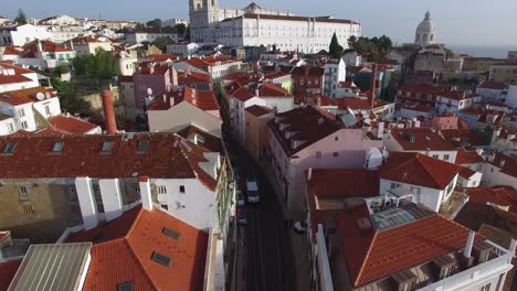 Aerial-View-of-Alfama,-Lisbon,-Portugal