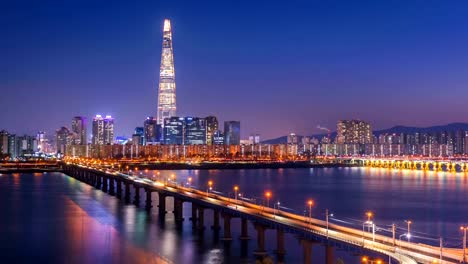 Lapso-de-tiempo-de-Seúl-Skyline,-Corea-del-sur.