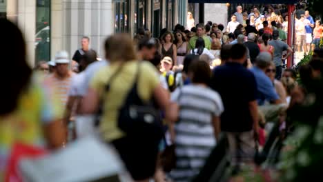 City-people-walking-on-pedestrian-traffic-crossing-Chicago