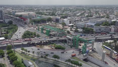 aerial-view-of-public-transport-electricity-train-construction-in-roundabout