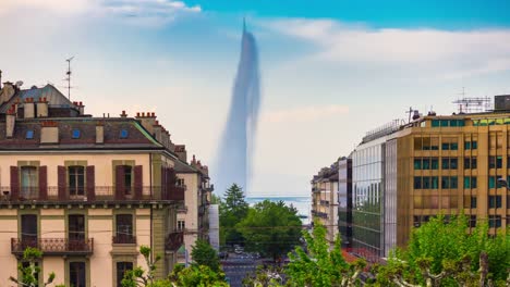 Schweiz-Genf-Stadt-See-Brunnen-Park-Hill-Top-Panorama-4k-Zeitraffer-Abend