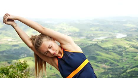 Young-woman-stretching