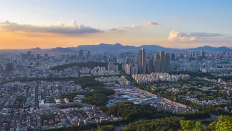 Zeitraffer-von-Seoul-City-Skyline,-Südkorea