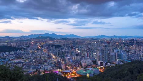 Timelapse-in-Seoul-City-Skyline,-Südkorea