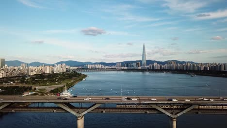 Luftaufnahme-von-Seoul-City-Skyline,-Südkorea