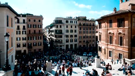 time-lapse-Spanish-Steps-staircase-with-blue-sky