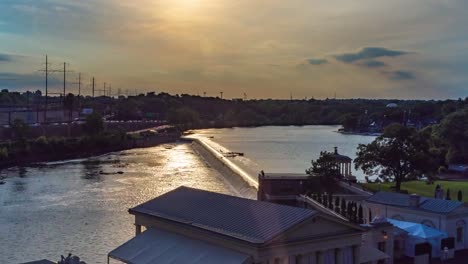 Philadelphia-Zeitraffer-Sonnenuntergang-über-Schuylkill-river