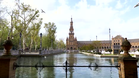 Beautiful-View-of--Plaza-Espana---Sevilla,-Spain