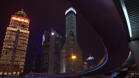 night-illuminated-shanghai-downtown-traffic-square-panorama-4k-china