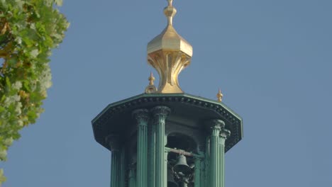 The-golden-crown-on-the-tip-pole-of-the-church-in-Stockholm-Sweden
