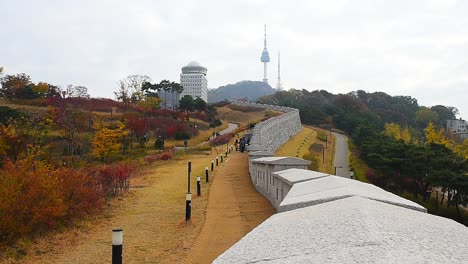 Otoño-de-timelapses-de-la-ciudad-de-Seúl,-Corea-del-sur