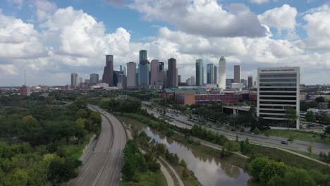 Aerial-of-Downtown-Houston,-Texas