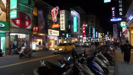 night-time-illuminated-taipei-city-traffic-street-panorama-4k-taiwan