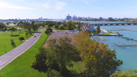 Belle-Isle-Park-in-Detroit,-Luftbild