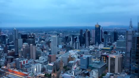 Vista-aérea-del-abejón-del-skyline-de-la-ciudad-de-Melbourne