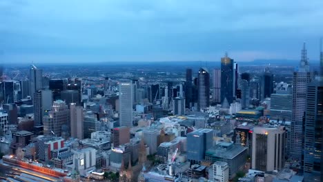 Drone-aerial-view-of-Melbourne-City-skyline