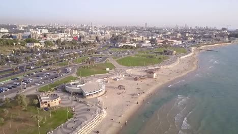 Israel,-Tel-Aviv-Küste,-Arieal-Blick