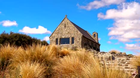 Kirche-des-guten-Hirten,-Tekapo,-Neuseeland-Lake