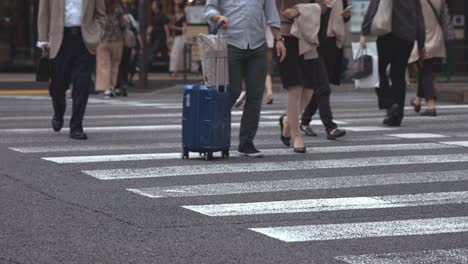 Menschen-zu-Fuß-auf-den-Zebrastreifen-(Slow-Motion-Video)-Ginza-&-Yurakucho-im-Sommer