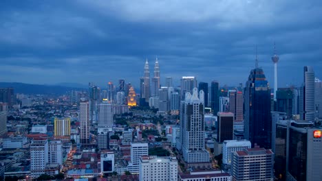 Sunset-timelapse-from-high-vantage-point-overlooking-Kuala-Lumpur-cityscapes