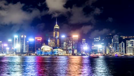 Time-lapse-of-HongKong-Skyline-and-victoria-habour-at-night