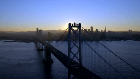 Aerial-sunset-view-Oakland-Bay-Bridge-San-Francisco