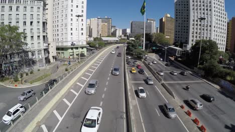 Aerial-View-of-Sao-Paulo-Downtown---Anhangabau-Valley,-Brazil