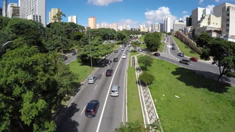 Aerial-View-of-23-de-Maio-Avenue-in-Sao-Paulo,-Brazil