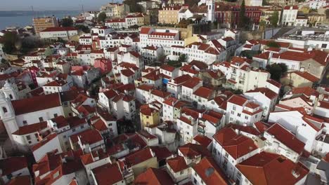 Aerial-View-of-Alfama,-Lisbon,-Portugal