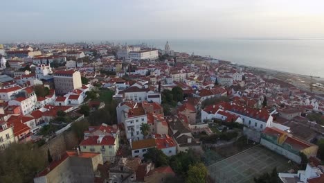 Aerial-View-of-Alfama,-Lisbon,-Portugal