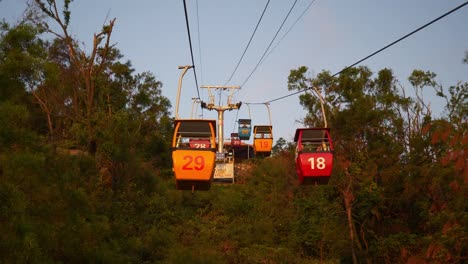 Sonnenuntergangszeit-Zhuhai-Stadt-berühmten-Park-Drahtseilbahn-Ansicht-4k-china