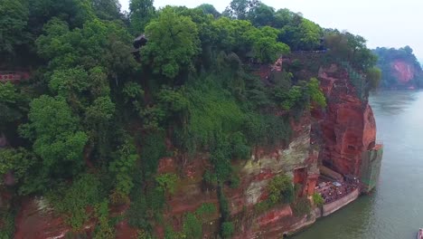 Vista-aérea-de-la-gran-Buda-de-Leshan-de-Sichuan,-China