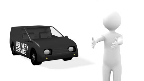 3D-Person-und-schwarz-Auto-Bring-service