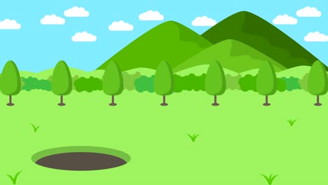 Business-man-fall-into-the-hole.-Background-of-mountains.-Risk-concept.-Loop-illustration-in-flat-style.