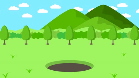 Business-man-fall-into-the-hole.-Background-of-mountains.-Risk-concept.-Loop-illustration-in-flat-style.