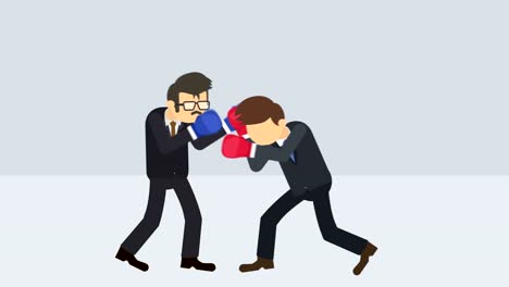 Business-man-battle-in-boxing-gloves.-Business-competition-concept.-Loop-illustration-in-flat-style.