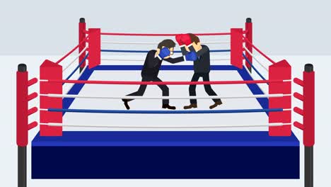 Business-man-battle-in-boxing-gloves.-Business-competition-concept.-Loop-illustration-in-flat-style.